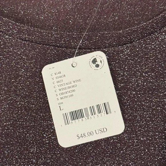 NEW Free People Intimately L Mesh So Well Layering Top Red Wine Metallic NWT - Picture 4 of 11